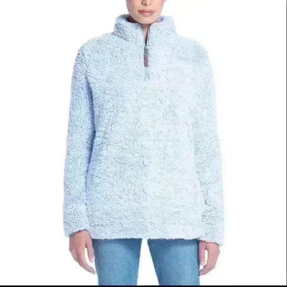 Original Weatherproof Vintage Baby Blue Heather 3/4 Zip Sherpa Pullover Size S - Picture 3 of 13